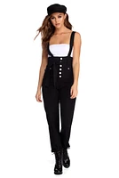 Button Up High Waist Overalls