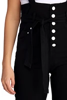 Button Up High Waist Overalls