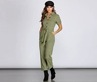 Suit Up Tie Waist Jumpsuit
