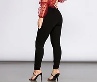 High Rise Twill Skinny Stretch Pants