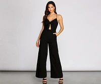 X Marks The Spot Cross Back Keyhole Jumpsuit