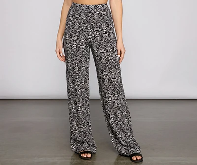 High Waist Bohemian Flared Wide Leg Pants