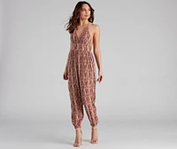 Summer Pop Tie-Dye Stripe Halter Jumpsuit