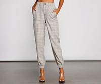 Keeping It Classy High Rise Plaid Jogger