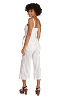 Tie Front Striped Culotte Jumpsuit