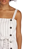 Tie Front Striped Culotte Jumpsuit