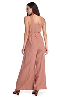 Button Detail Wide Leg Jumpsuit