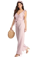 Ruffled And Striped Jumpsuit