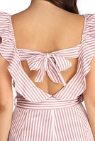 Ruffled And Striped Jumpsuit