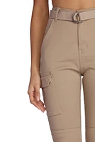Belted Skinny Cargo Pants