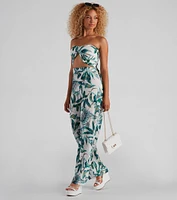 Summer Palms Strapless Jumpsuit