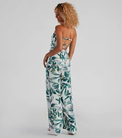 Summer Palms Strapless Jumpsuit