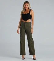 Playing For Keeps Cargo Straight Leg Denim Jeans