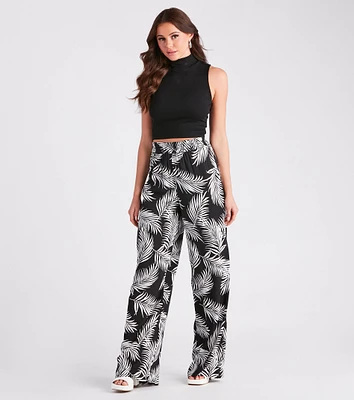 Getaway Dreams Linen Tropical Wide Leg Pants