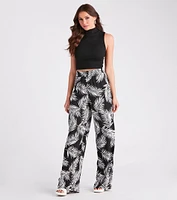 Getaway Dreams Linen Tropical Wide Leg Pants