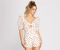 Eyelet Detail Floral Romper