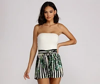 Tropical Escape Sleeveless Striped Romper