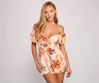 Island Bound Ruched Tropical Romper
