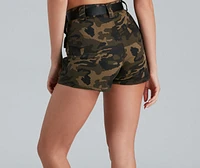 Bold And Belted Cargo Twill Shorts