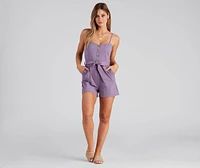 Perfect Day Sleeveless Linen Romper