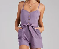Perfect Day Sleeveless Linen Romper