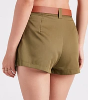 Trendy Style Belted Twill Skort