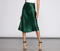 Minimalist Satin Midi Skirt