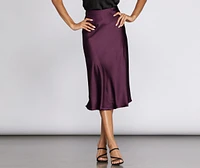 Minimalist Satin Midi Skirt