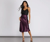 Minimalist Satin Midi Skirt