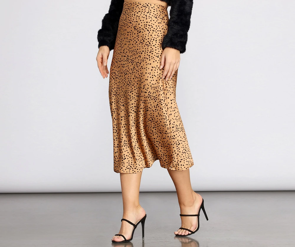 Spotted Flare Midi Skirt