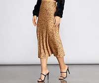 Spotted Flare Midi Skirt