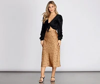 Spotted Flare Midi Skirt