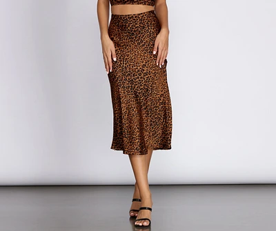 Leopard Flare Midi Skirt