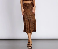 Leopard Flare Midi Skirt
