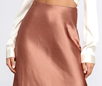 Minimalist Satin Midi Skirt
