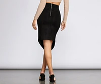 Faux Suede Asymmetrical Midi Skirt