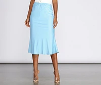 Make Your Move Satin Flare Midi Skirt