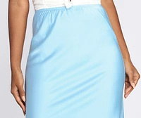 Make Your Move Satin Flare Midi Skirt