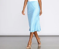 Make Your Move Satin Flare Midi Skirt