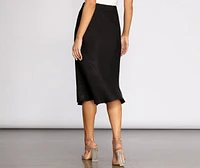 Shimmer Satin Midi Skirt
