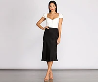 Shimmer Satin Midi Skirt