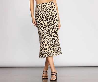 Feline Fierce Flared Midi Skirt
