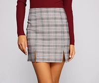Preppy Plaid Double Slit Mini Skirt