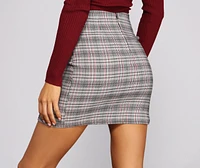 Preppy Plaid Double Slit Mini Skirt