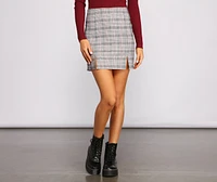 Preppy Plaid Double Slit Mini Skirt