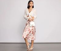 Stylishly Sleek Satin Tie Dye Midi Skirt