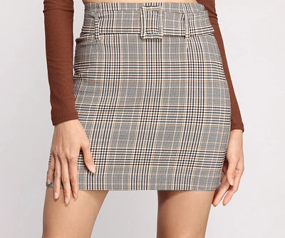 Such A Babe Belted Plaid Mini Skirt