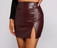 High Waist Faux Leather Mini Skirt
