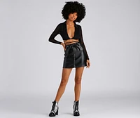 City Streets Tie Waist Mini Skirt
