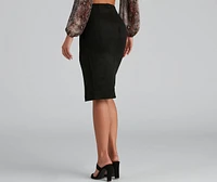 Slit Happens Faux Suede Midi Skirt